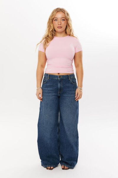 Luxe Long Sleeve Longline Tee & Low Rise Baggy Jean Bundle, 