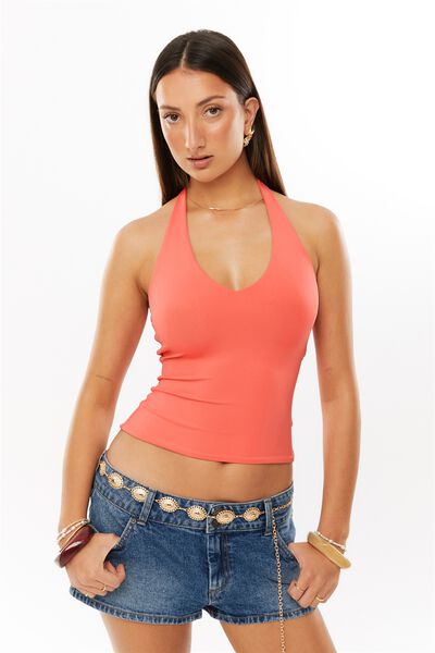 Luxe Halter Top & Denim Booty Short Bundle, 