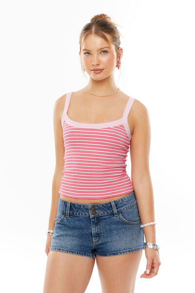 Riri Scoop Neck Tank, PINK BLOOM / WATERMELON STRIPE