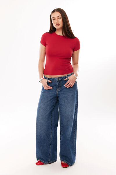 Luxe Longline Tee, LIPSTICK RED