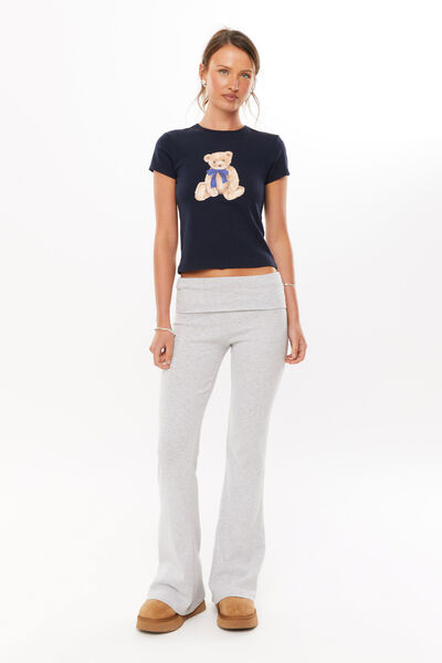 Fold Back Flare Pant, GREY MARLE