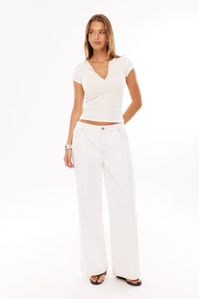 Low Rise Baggy Jean, WHITE