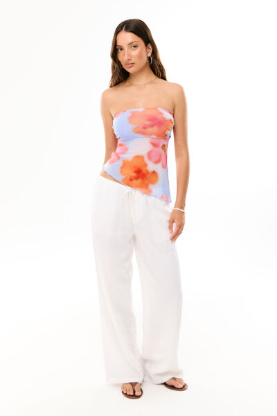 Sara Strapless Mesh Top, BLUR HIBISCUS BLUE