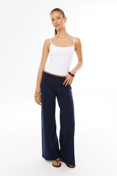 Fold Back Wide Leg Pant, ALL STAR NAVY