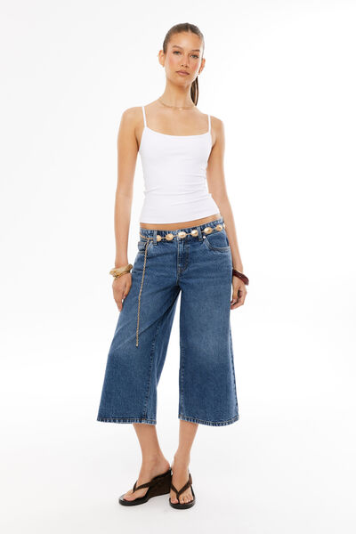 Low Rise Culotte Jean, COLLEGE BLUE