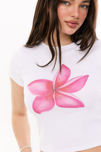 Harlow Graphic T Shirt, WHITE / PINK FRANGIPANI