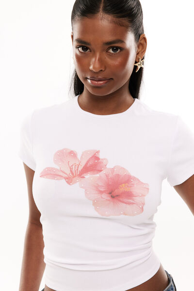 Harlow Graphic T Shirt, WHITE/FLOWER