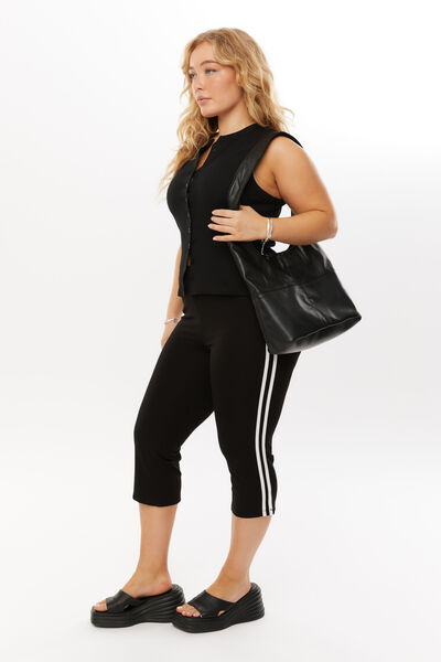 Tash Sporty Capri Pant, BLACK/WHITE STRIPE