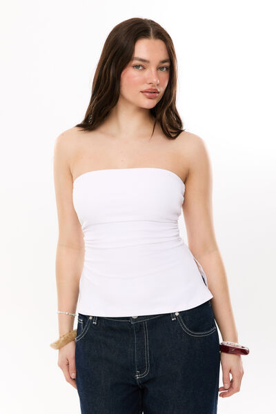 Sleek Thea Strapless Top, WHITE