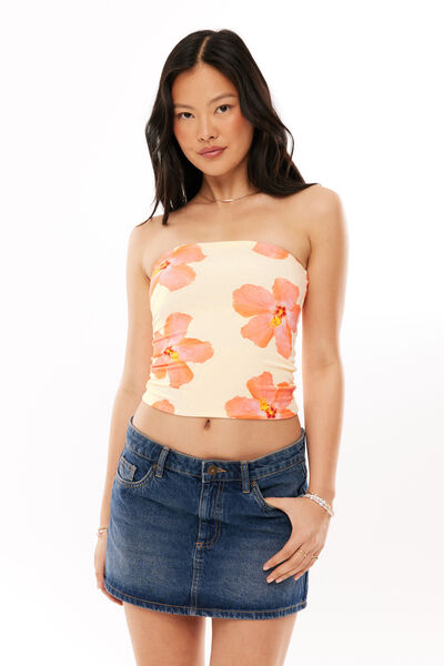 Super Smooth Tube Top, CANCUN FLORAL YELLOW