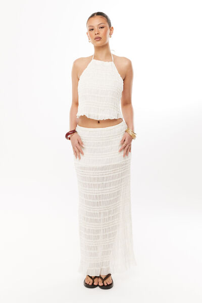 Havana Textured Maxi Skirt, IVORY SAND