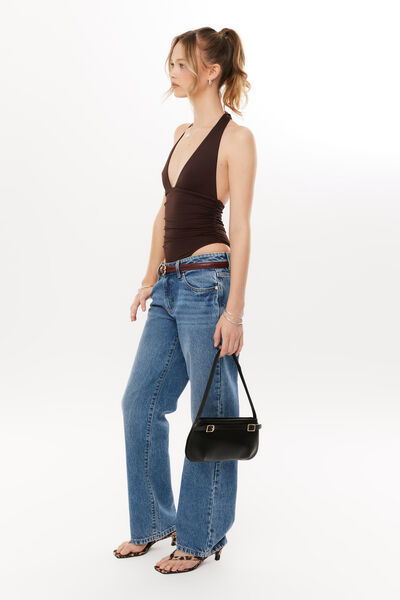 Luxe Eleanor Halter Bodysuit, DEEP CHOC