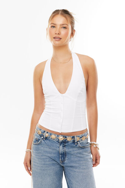 Avalon Halter Top, WHITE