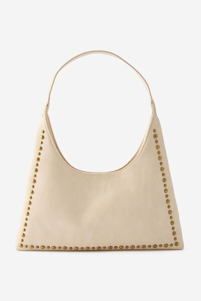 Rosalia Stud Shoulder Bag, CREAM/BRUSHED GOLD