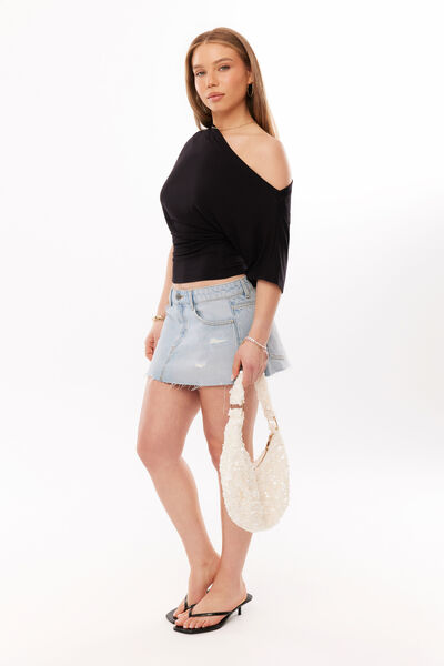 Kirby Off Shoulder Top, BLACK