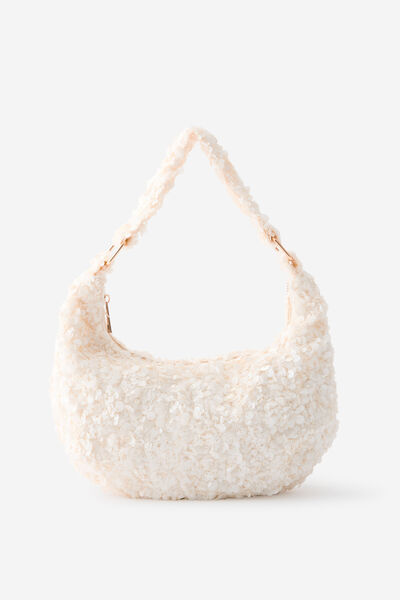 Sylvie Sequin Shoulder Bag, WHITE