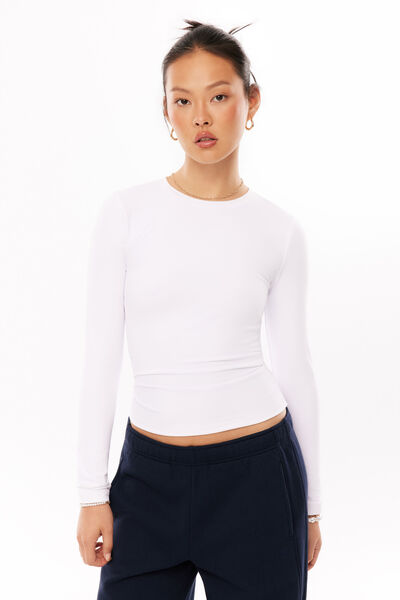 Sleek Miley Long Sleeve Top, WHITE