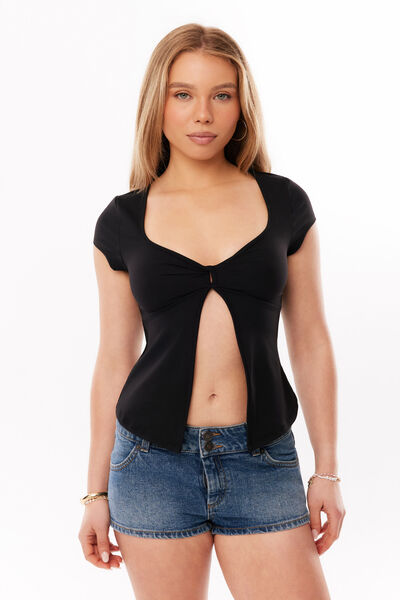 Sleek Tallulah Twist Top, BLACK