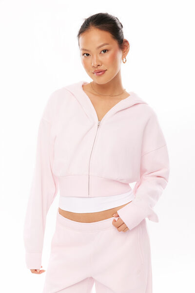 Kali Fleece Zip Through Hoodie, POWDER BLUSH
