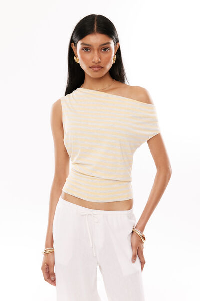 Soft Ivana Off Shoulder Top, BUTTER POP / SNOW MARLE STRIPE