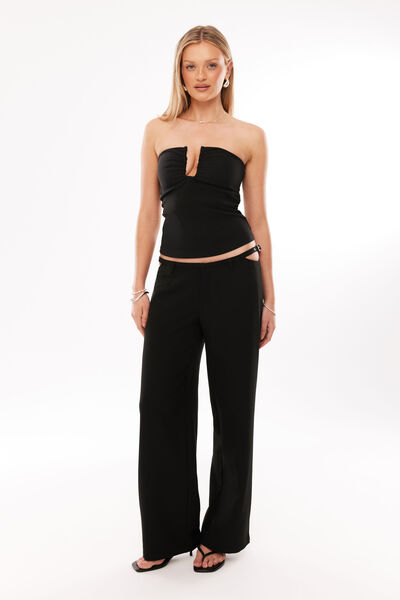 Bowie Cut Out Tailored Pant, BLACK