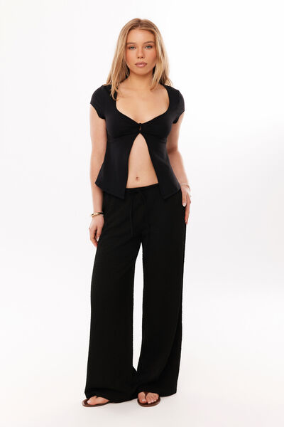 Avani Textured Pant, BLACK
